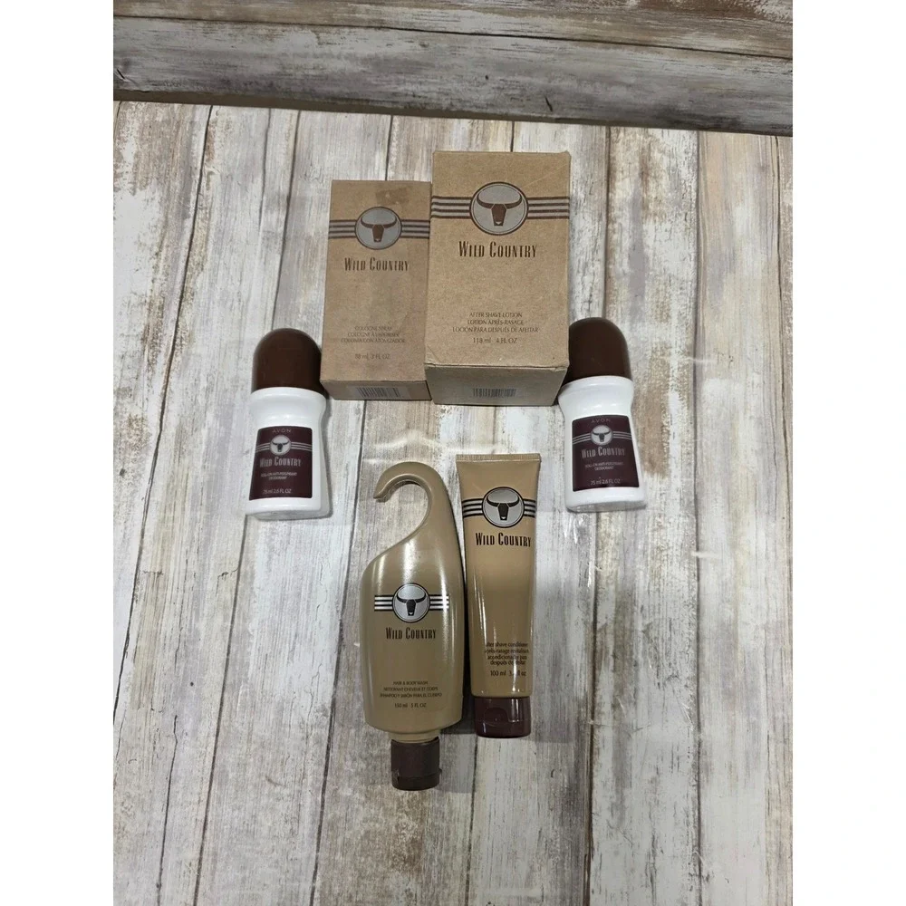 Avon Wild‎ Country Mens Grooming Fragrance Set Cologne After Shave Body Wash 6pc